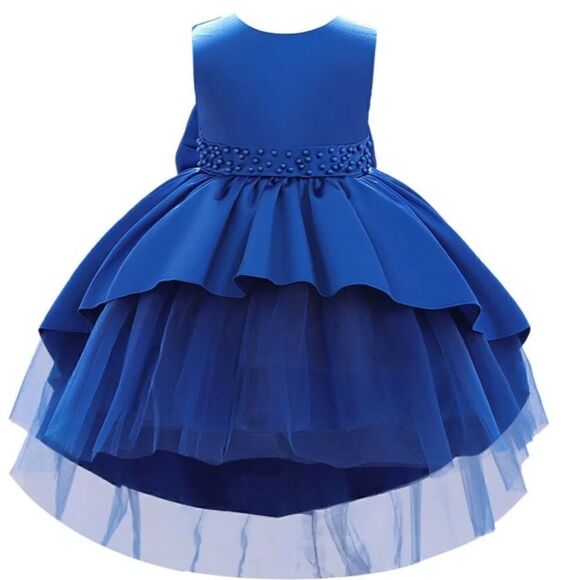 MELODY - GIRLS PEPLUM OCCASION WEAR DRESS IN ROYAL BLUE - Picture 1 of 9